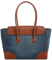 Lauren Ralph Lauren Tanner Large Washed Denim Padlock Satchel Bag