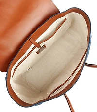 Lauren Ralph Lauren Tanner Large Washed Denim Padlock Satchel Bag