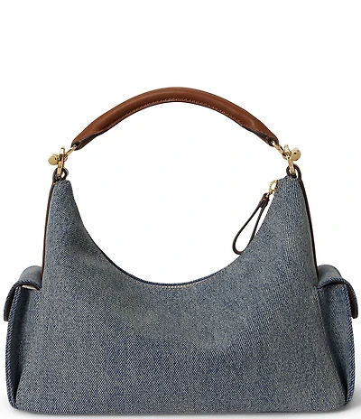 Lauren Ralph Lauren Washed Denim Small Blaike Shoulder Bag