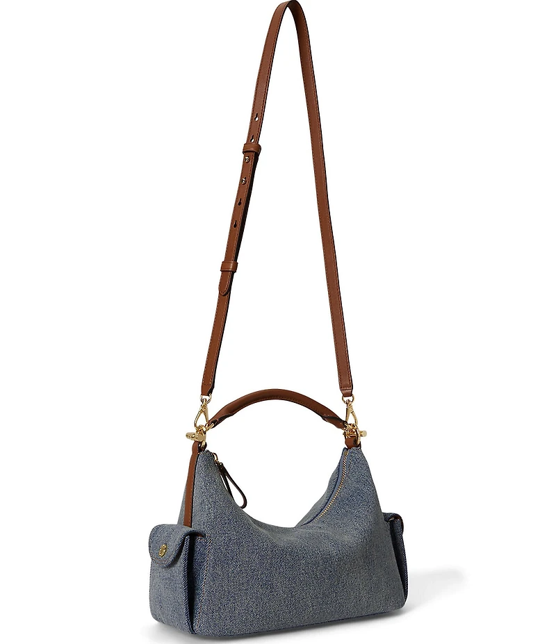 Lauren Ralph Lauren Washed Denim Small Blaike Shoulder Bag