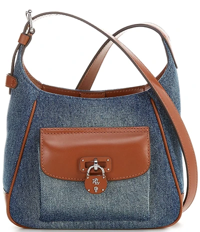 Lauren Ralph Lauren Tanner Small Washed Denim Padlock Shoulder Bag