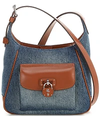 Lauren Ralph Lauren Tanner Small Washed Denim Padlock Shoulder Bag