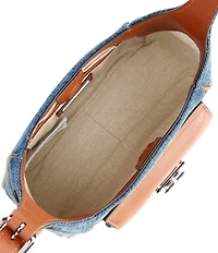 Lauren Ralph Lauren Tanner Small Washed Denim Padlock Shoulder Bag