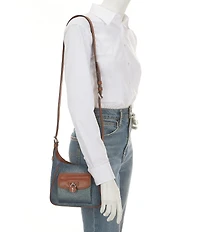 Lauren Ralph Lauren Tanner Small Washed Denim Padlock Shoulder Bag