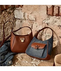 Lauren Ralph Lauren Tanner Small Washed Denim Padlock Shoulder Bag