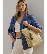 Lauren Ralph Lauren Whitney Medium Straw Tote Bag