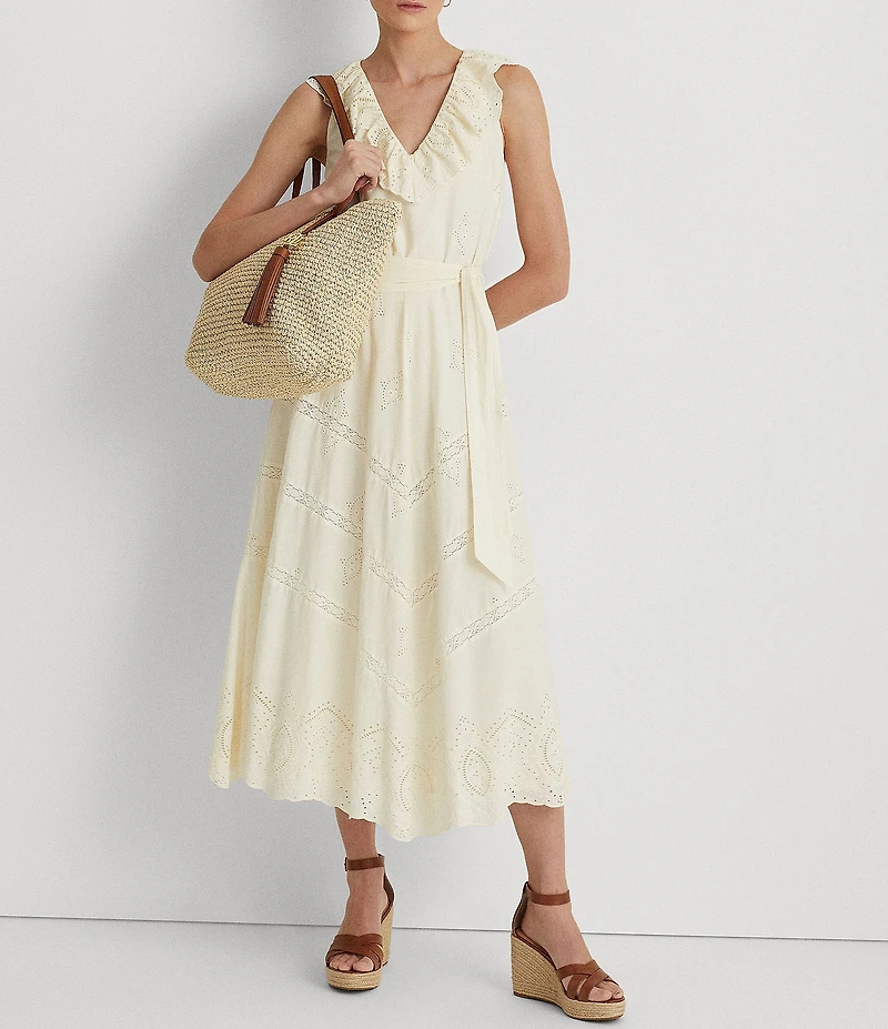 Lauren Ralph Lauren Whitney Medium Straw Tote Bag