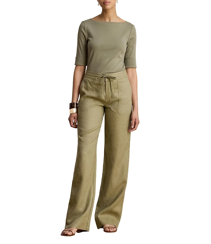 Lauren Ralph Lauren Wide Leg Mid Rise Full Length Pants