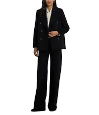 Lauren Ralph Lauren Wool Blend Notch Collar Long Sleeve Button Front Double Breasted Peacoat