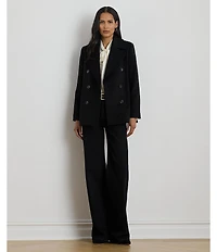 Lauren Ralph Lauren Wool Blend Notch Collar Long Sleeve Button Front Double Breasted Peacoat