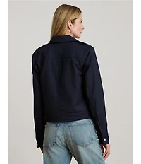 Lauren Ralph Lauren Wool Blend Notch Collar Long Sleeve Crop Jacket
