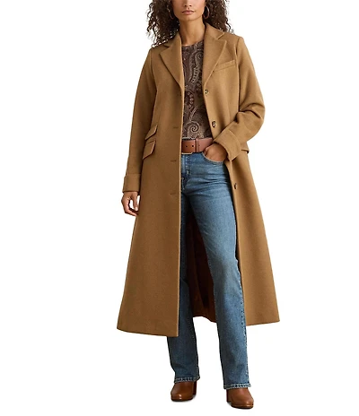Lauren Ralph Lauren Wool Blend Notch Collar Max Single Button Fit & Flare Coat