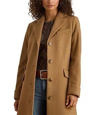 Lauren Ralph Lauren Wool Blend Notch Collar Max Single Button Fit & Flare Coat