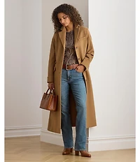 Lauren Ralph Lauren Wool Blend Notch Collar Max Single Button Fit & Flare Coat