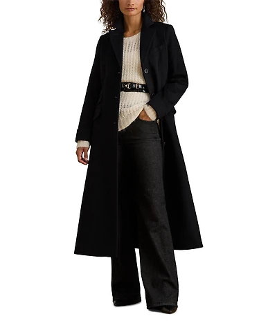 Lauren Ralph Lauren Wool Blend Notch Collar Max Single Button Fit & Flare Coat