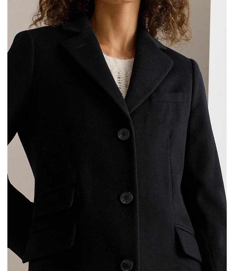 Lauren Ralph Lauren Wool Blend Notch Collar Max Single Button Fit & Flare Coat