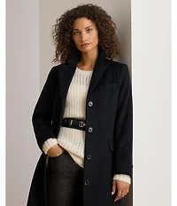 Lauren Ralph Lauren Wool Blend Notch Collar Max Single Button Fit & Flare Coat