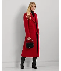 Lauren Ralph Lauren Wool Blend Notch Collar Single Breasted Maxi Coat