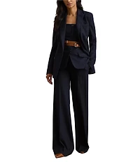 Lauren Ralph Lauren Wool Blend Pinstripe Notch Lapel Long Sleeve Double Breasted Blazer
