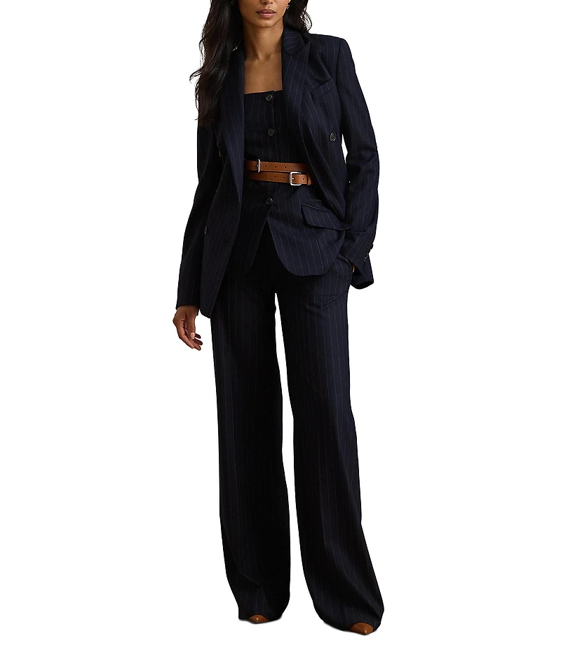 Lauren Ralph Lauren Wool Blend Pinstripe Wide Leg Coordinating Pants