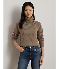 Lauren Ralph Lauren Wool Blend Turtle Neck Long Sleeve Buckle Trim Sweater