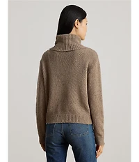 Lauren Ralph Lauren Wool Blend Turtle Neck Long Sleeve Buckle Trim Sweater