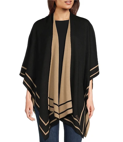 Lauren Ralph Lauren Wool Border Ruana