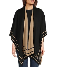 Lauren Ralph Lauren Wool Border Ruana
