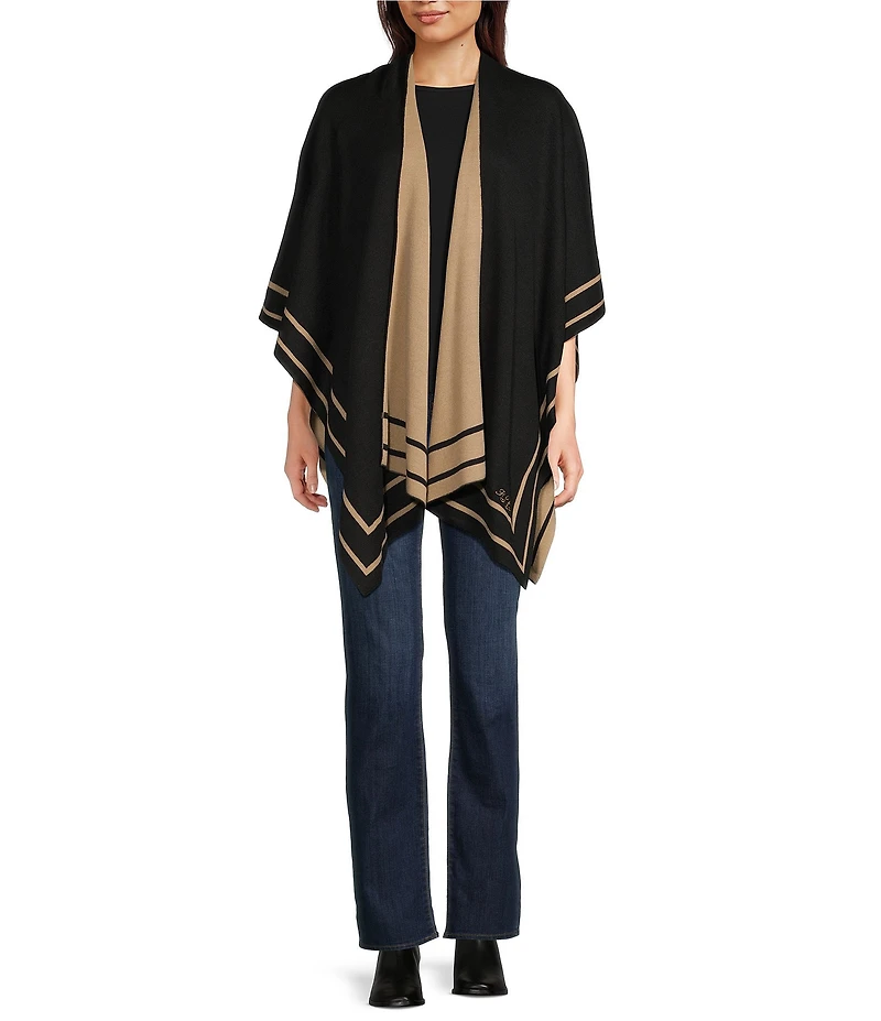 Lauren Ralph Lauren Wool Border Ruana