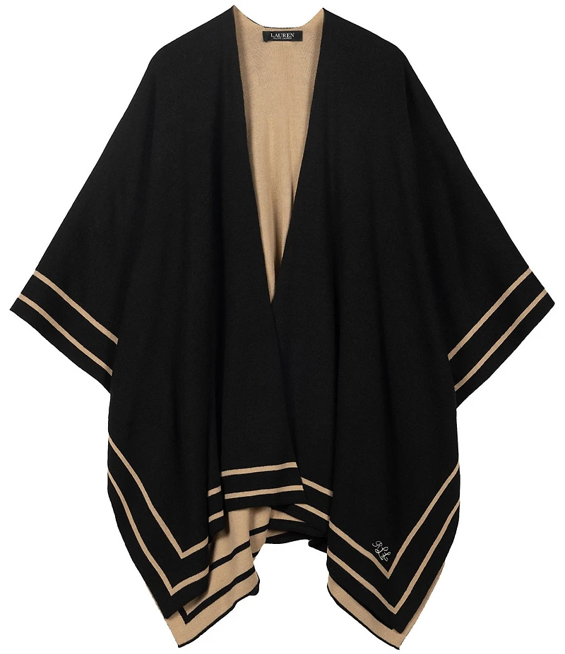 Lauren Ralph Lauren Wool Border Ruana
