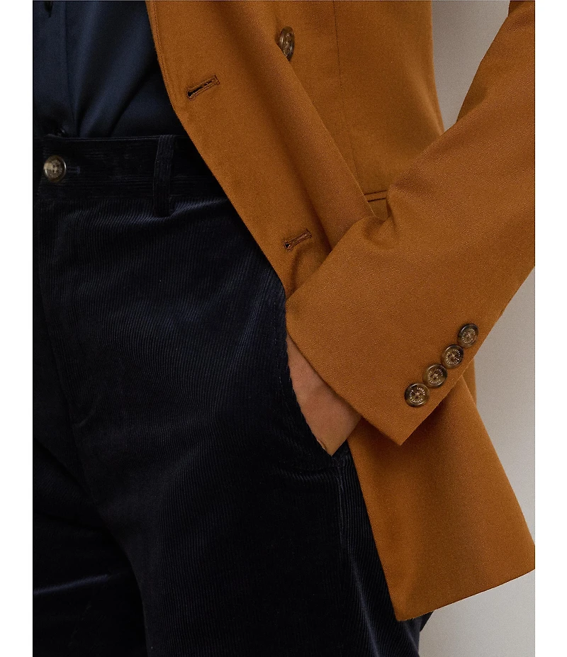 Lauren Ralph Lauren Wool Peak Lapel Long Sleeve Double Breasted Blazer