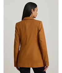 Lauren Ralph Lauren Wool Peak Lapel Long Sleeve Double Breasted Blazer