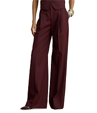 Lauren Ralph Lauren Wool Twill Blend Wide Leg Trouser Pants