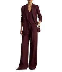 Lauren Ralph Lauren Wool Twill Blend Wide Leg Trouser Pants