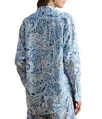 Lauren Ralph Lauren Woven Paisley Linen Point Collar Long Sleeve Button-Front Coordinating Shirt