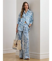 Lauren Ralph Lauren Woven Paisley Linen Point Collar Long Sleeve Button-Front Coordinating Shirt