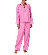 Lauren Ralph Lauren Woven Dotted Sateen Long Sleeve Notch Collar Long Valentine's Day Pajama Set