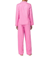 Lauren Ralph Lauren Woven Dotted Sateen Long Sleeve Notch Collar Long Valentine's Day Pajama Set