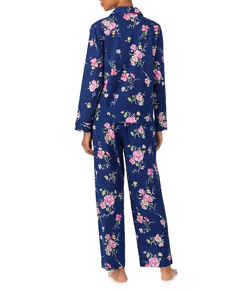 Lauren Ralph Lauren Woven Floral Print Long Sleeve Notch Collar Long Pajama Set