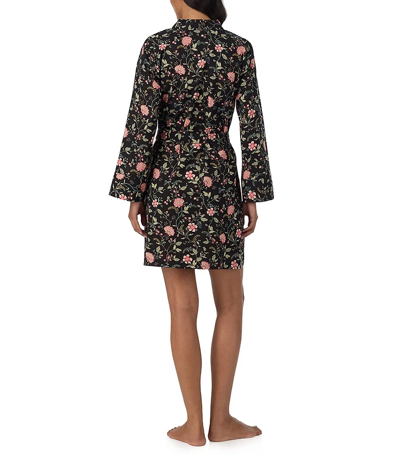 Lauren Ralph Lauren Woven Floral Print Long Sleeve Short Wrap Robe