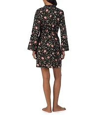 Lauren Ralph Lauren Woven Floral Print Long Sleeve Short Wrap Robe