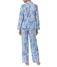Lauren Ralph Lauren Woven Lawn Paisley Print Long Sleeve Notch Collar Long Pajama Set