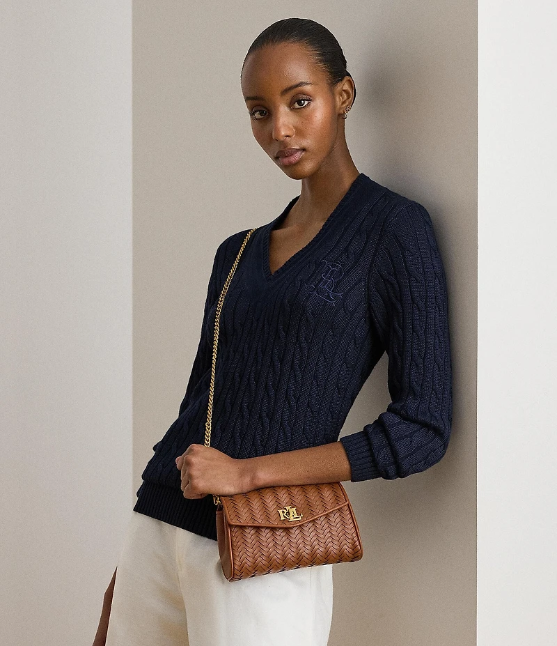 Lauren Ralph Lauren Woven Leather Tanner Wrist Crossbody Wallet