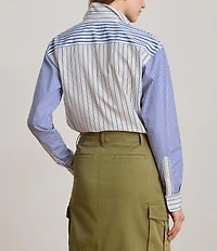 Lauren Ralph Lauren Woven Multi Stripe Spread Collar Long Sleeve Shirt