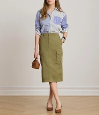 Lauren Ralph Lauren Woven Multi Stripe Spread Collar Long Sleeve Shirt