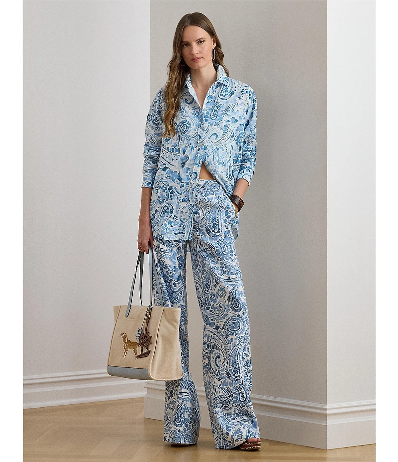 Lauren Ralph Lauren Woven Paisley Print Wide Leg Coordinating Pants