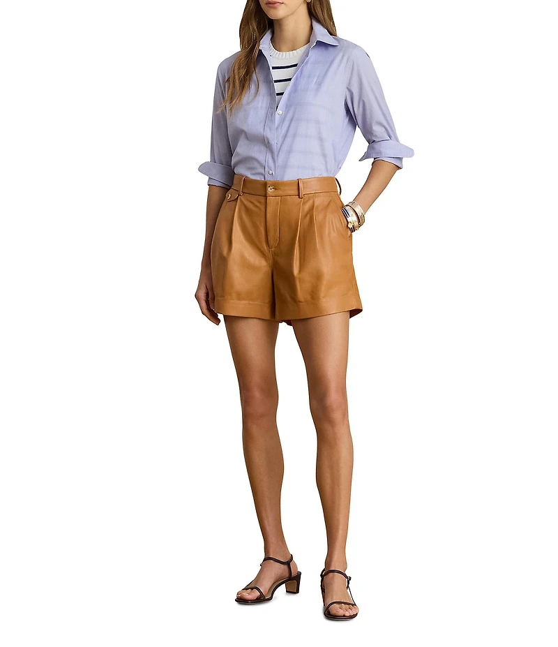 Lauren Ralph Lauren Woven Point Collar Long Sleeve Button-Front Shirt