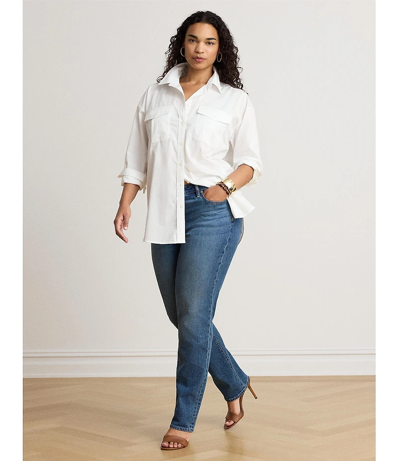 Lauren Ralph Lauren Woven Point Collar Long Sleeve Shirt