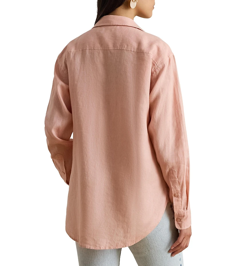 Lauren Ralph Lauren Woven Point Collar Long Sleeve Shirt