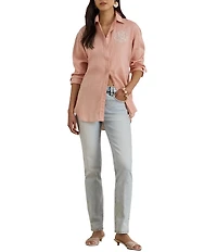 Lauren Ralph Lauren Woven Point Collar Long Sleeve Shirt